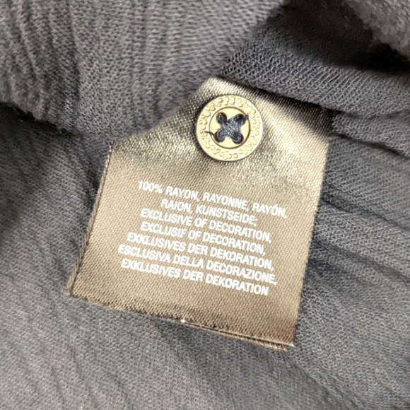 Anthropologie Floreat Beulah Beaded Tunic Button Down Top Blouse S Navy Blue - Picture 10 of 11